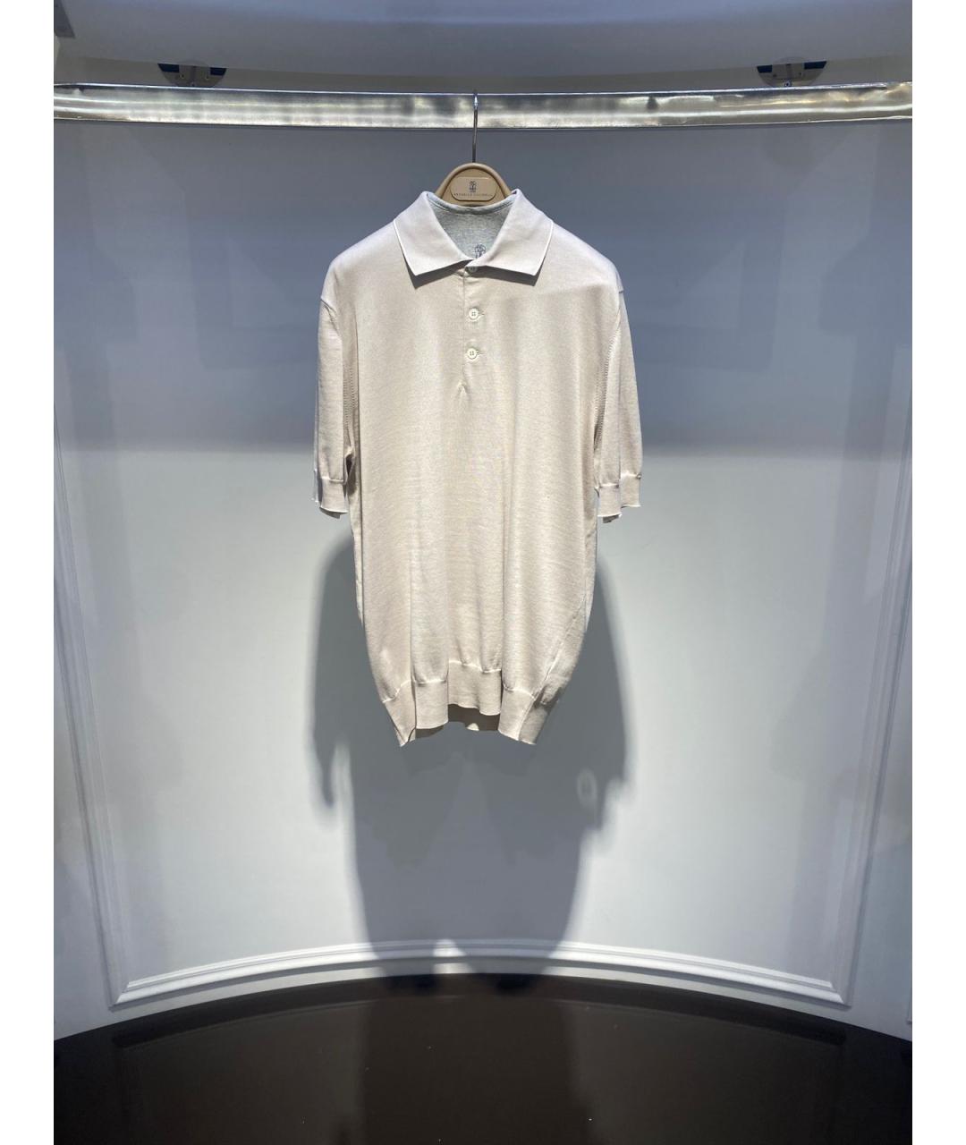 BRUNELLO CUCINELLI Бежевое поло с коротким рукавом, фото 2