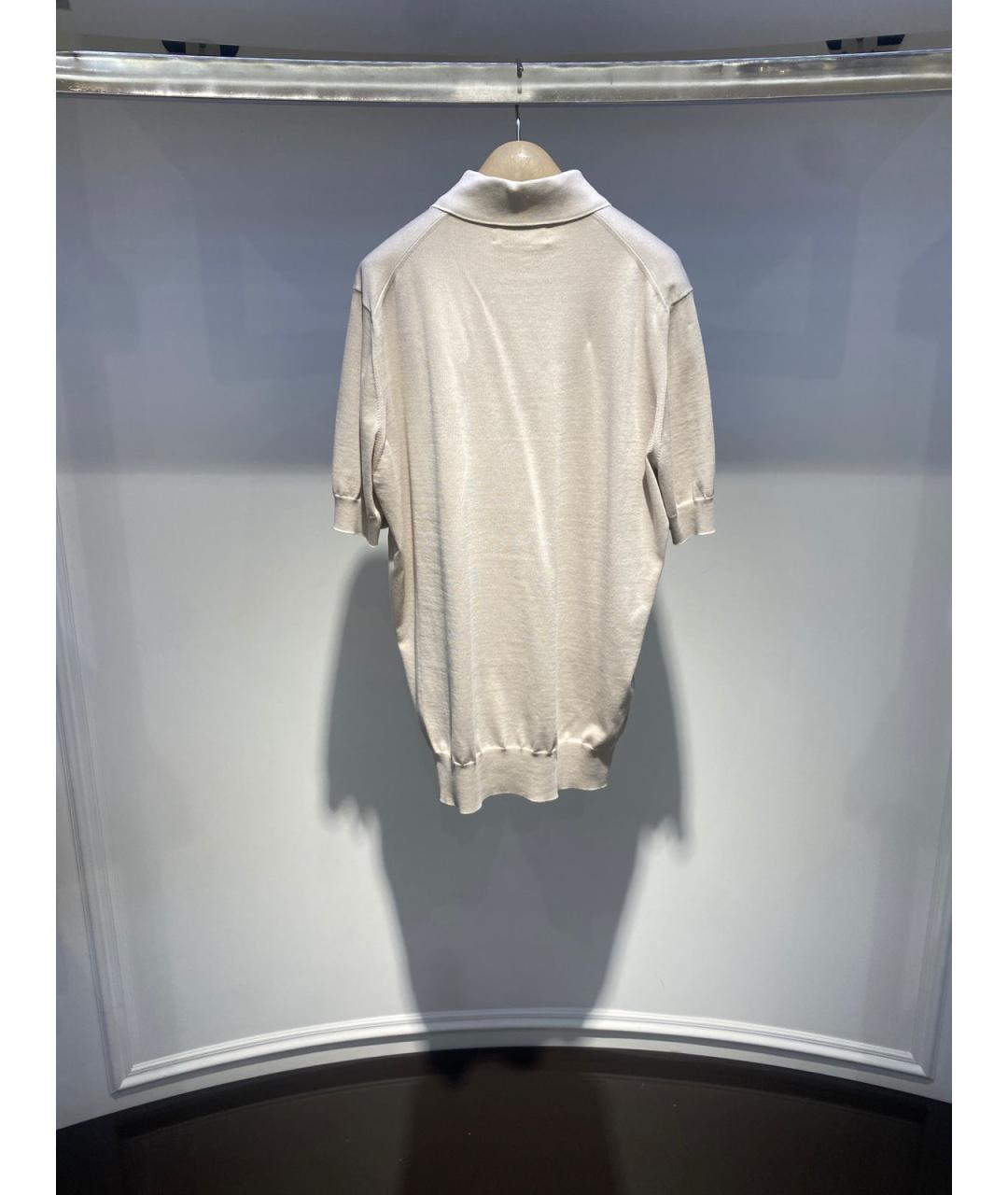 BRUNELLO CUCINELLI Бежевое поло с коротким рукавом, фото 3