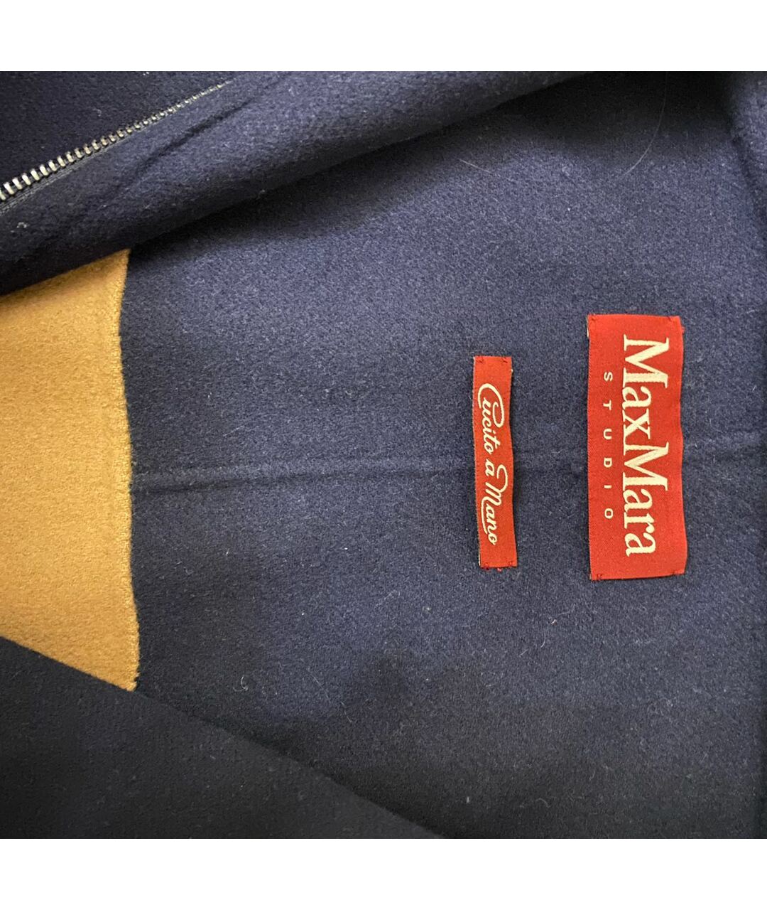 MAX MARA STUDIO Темно-синее шерстяное пальто, фото 2