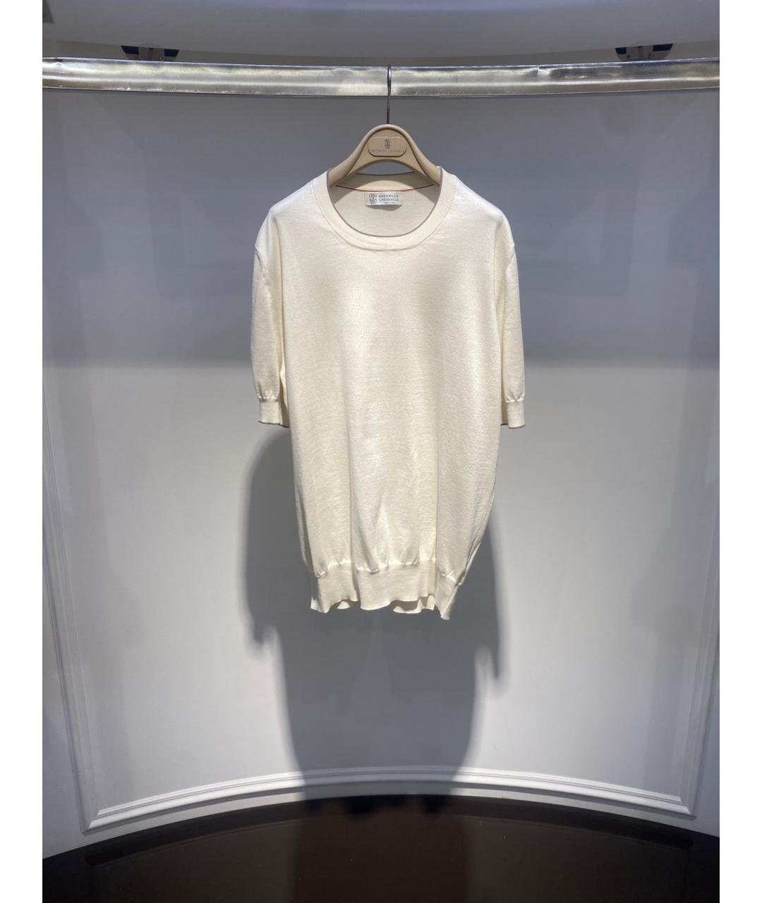 BRUNELLO CUCINELLI Белая хлопковая футболка, фото 2