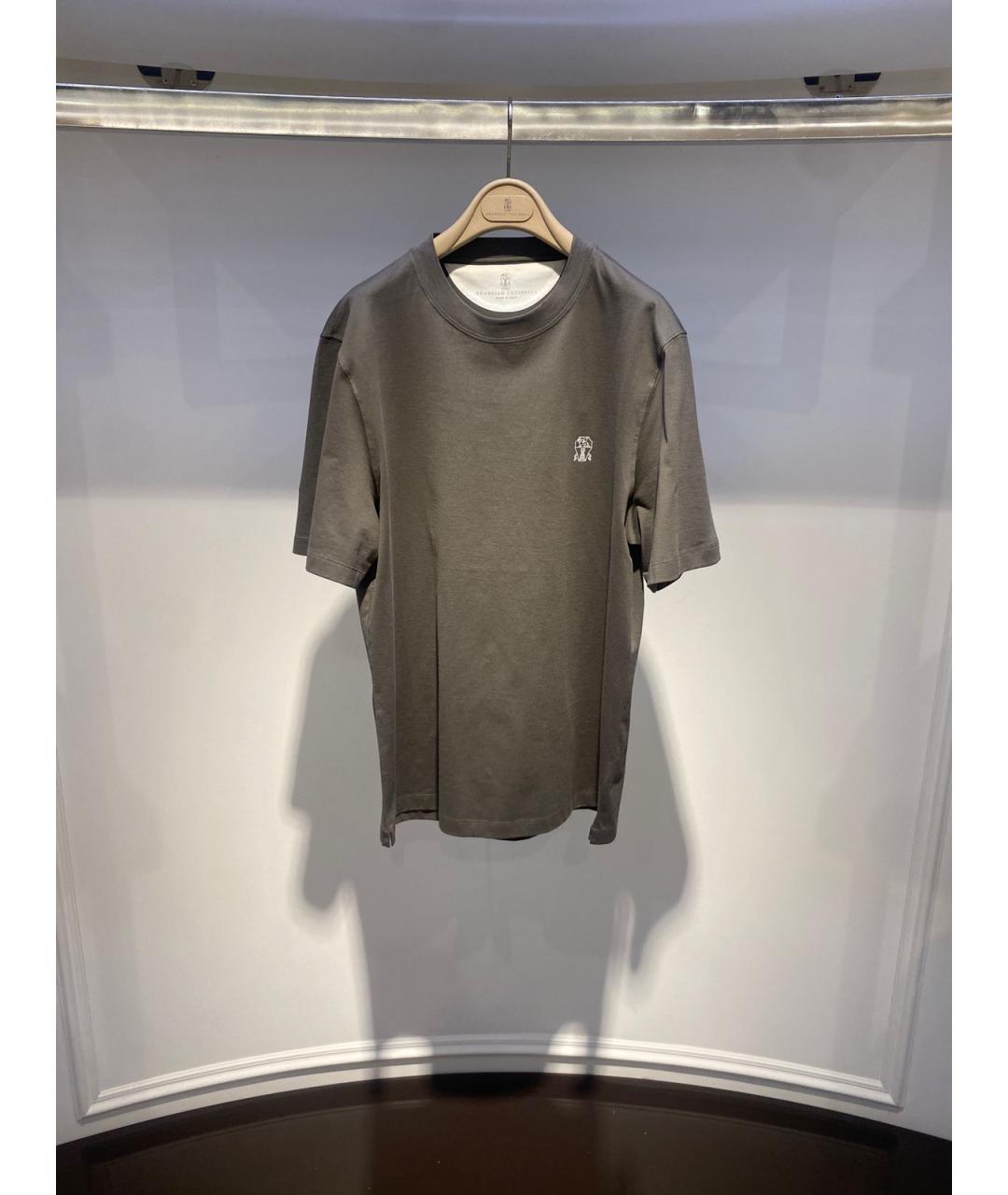 BRUNELLO CUCINELLI Хаки футболка, фото 2