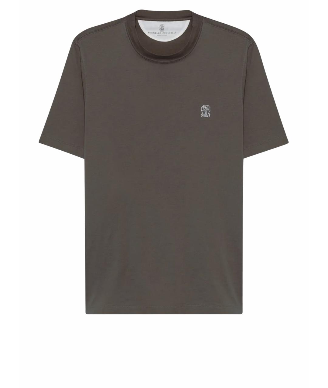 BRUNELLO CUCINELLI Хаки футболка, фото 1