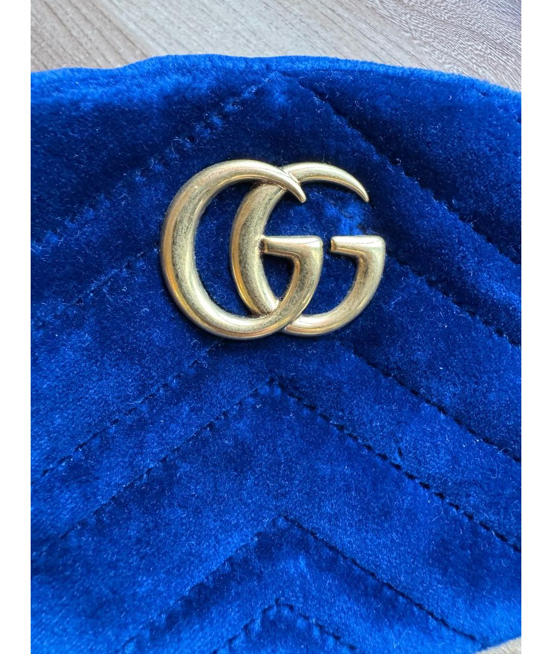 GUCCI Синяя бархатная поясная сумка, фото 8