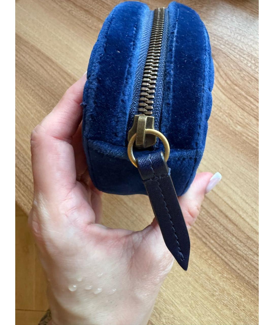 GUCCI Синяя бархатная поясная сумка, фото 3