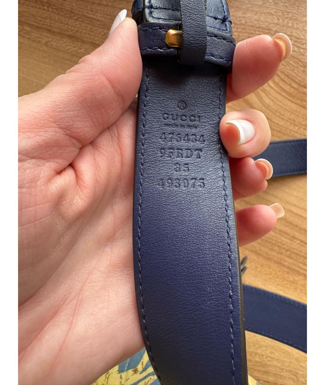 GUCCI Синяя бархатная поясная сумка, фото 7