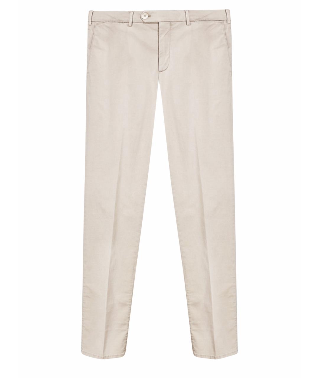 BRUNELLO CUCINELLI Бежевые хлопко-эластановые повседневные брюки, фото 1