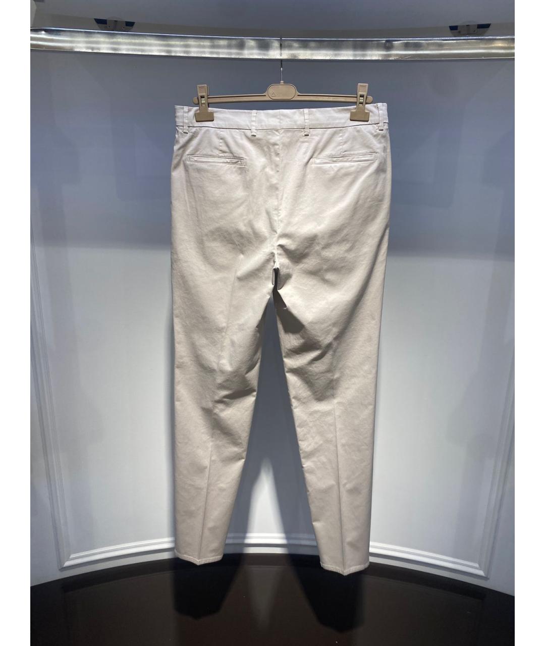 BRUNELLO CUCINELLI Бежевые хлопко-эластановые повседневные брюки, фото 3