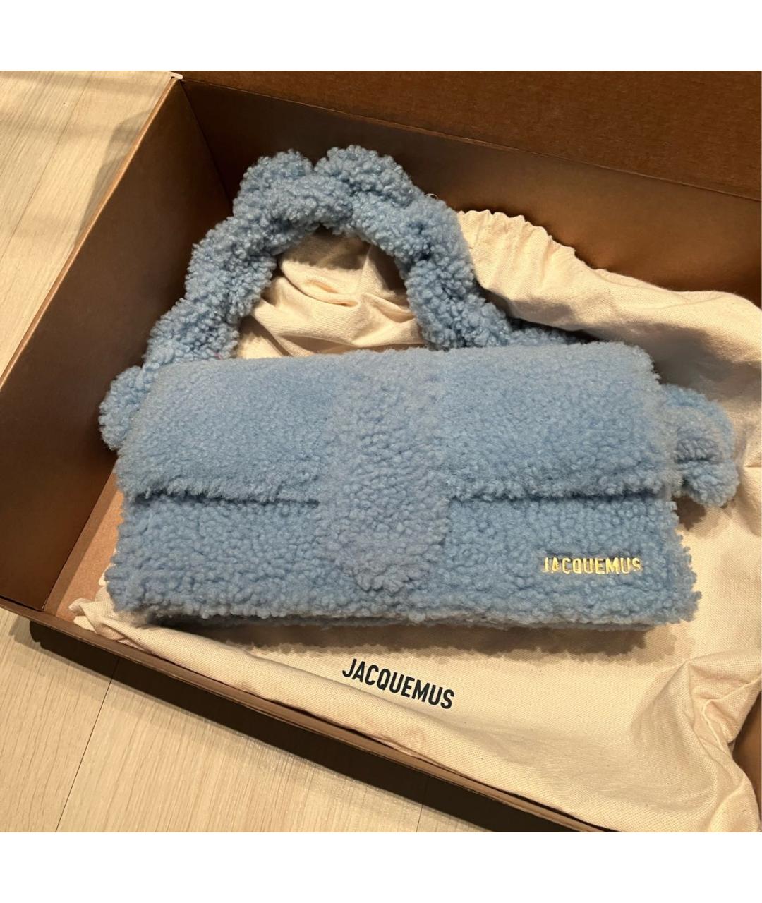 JACQUEMUS Голубая шерстяная сумка с короткими ручками, фото 6