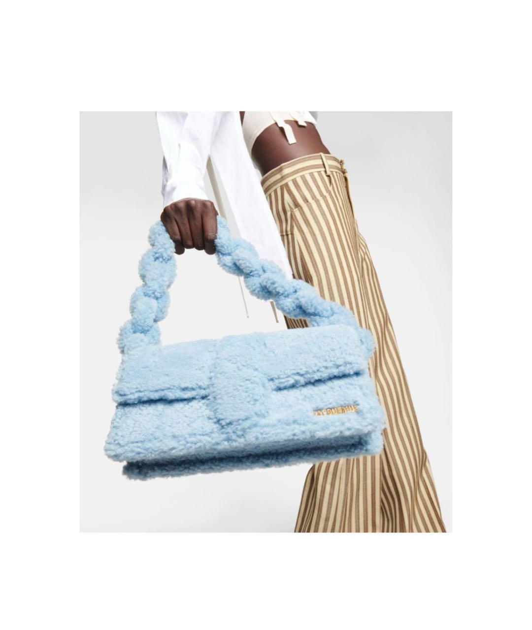 JACQUEMUS Голубая шерстяная сумка с короткими ручками, фото 4