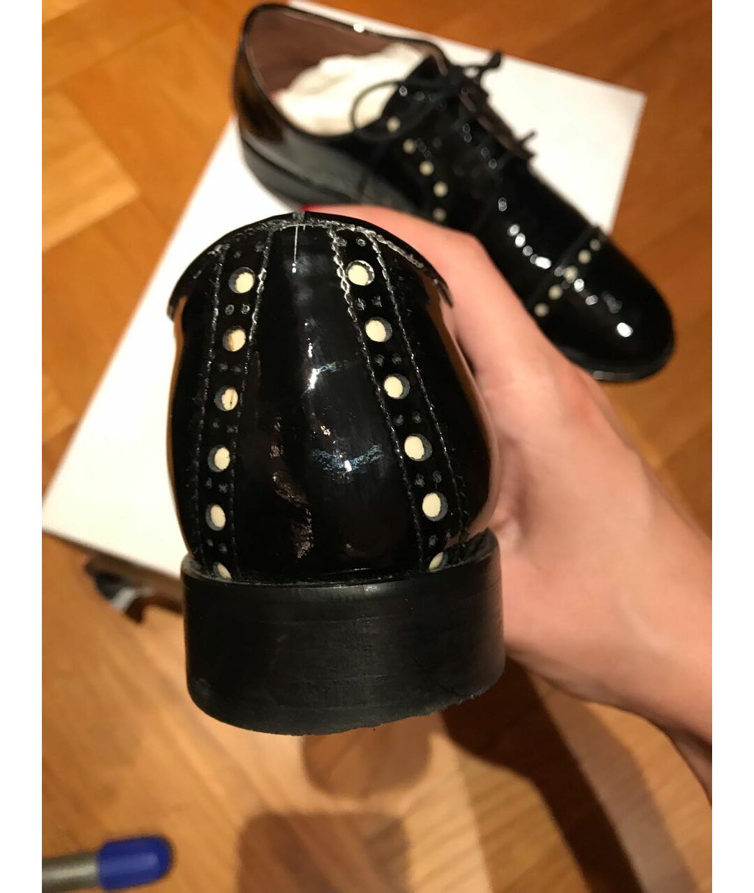 RED VALENTINO Черные брогги и оксфорды из лакированной кожи, фото 3