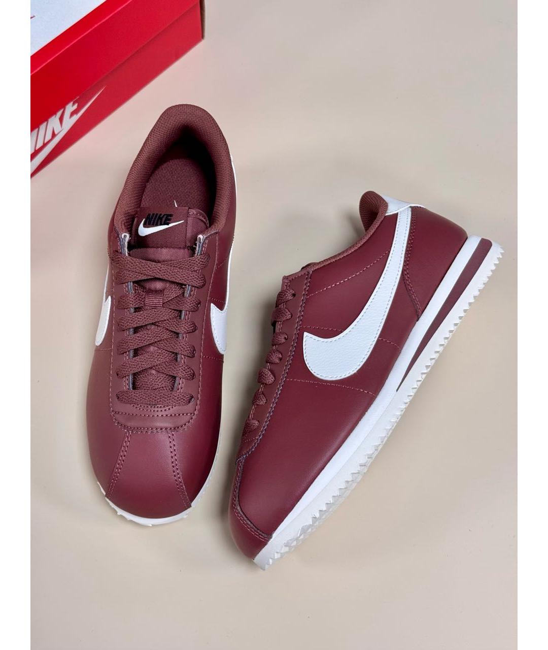 NIKE Бордовые кожаные кроссовки, фото 4