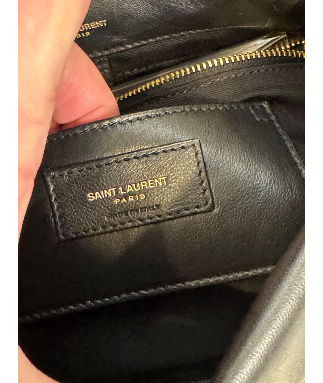 SAINT LAURENT Черная кожаная сумка через плечо, фото 5