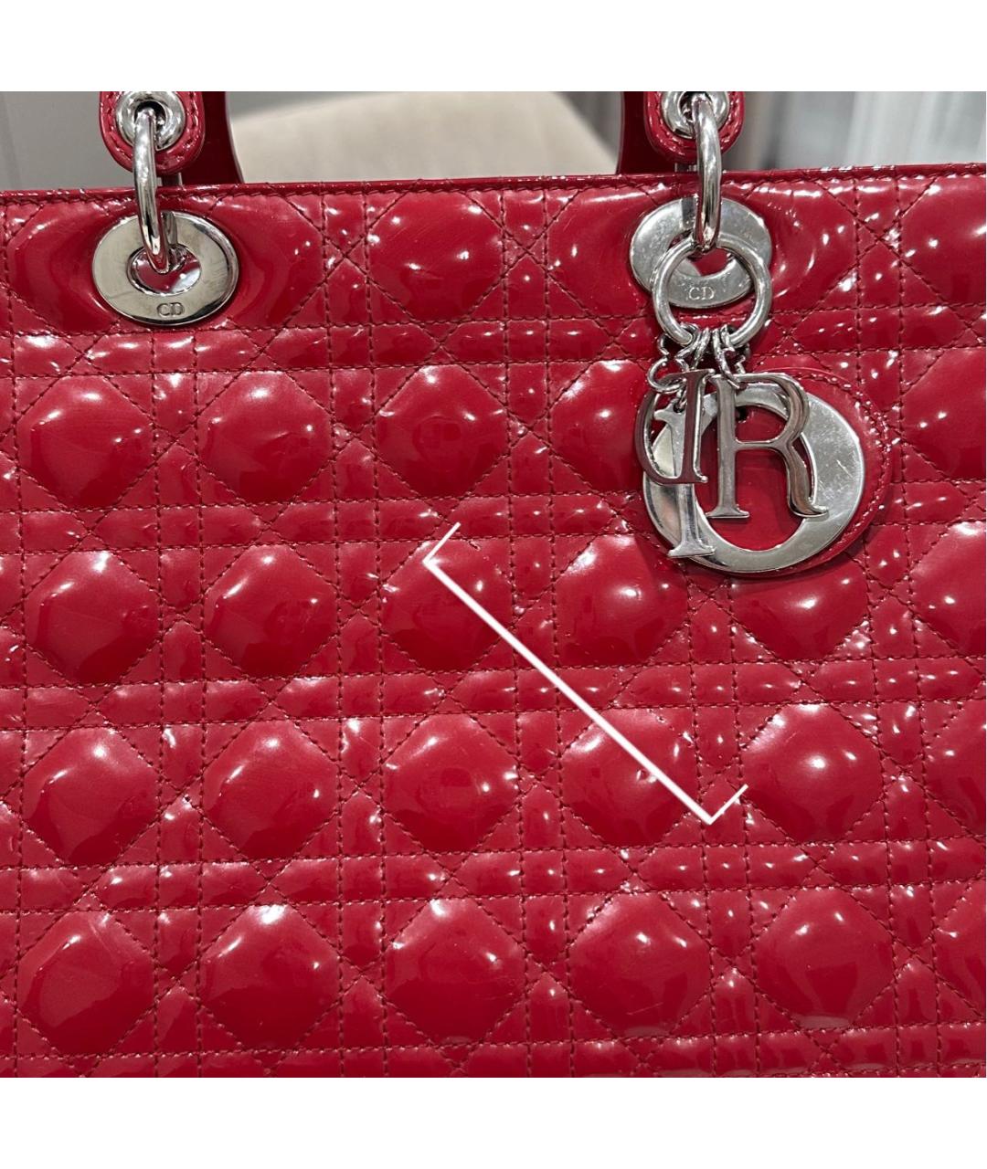 CHRISTIAN DIOR Бордовая сумка с короткими ручками из лакированной кожи, фото 7