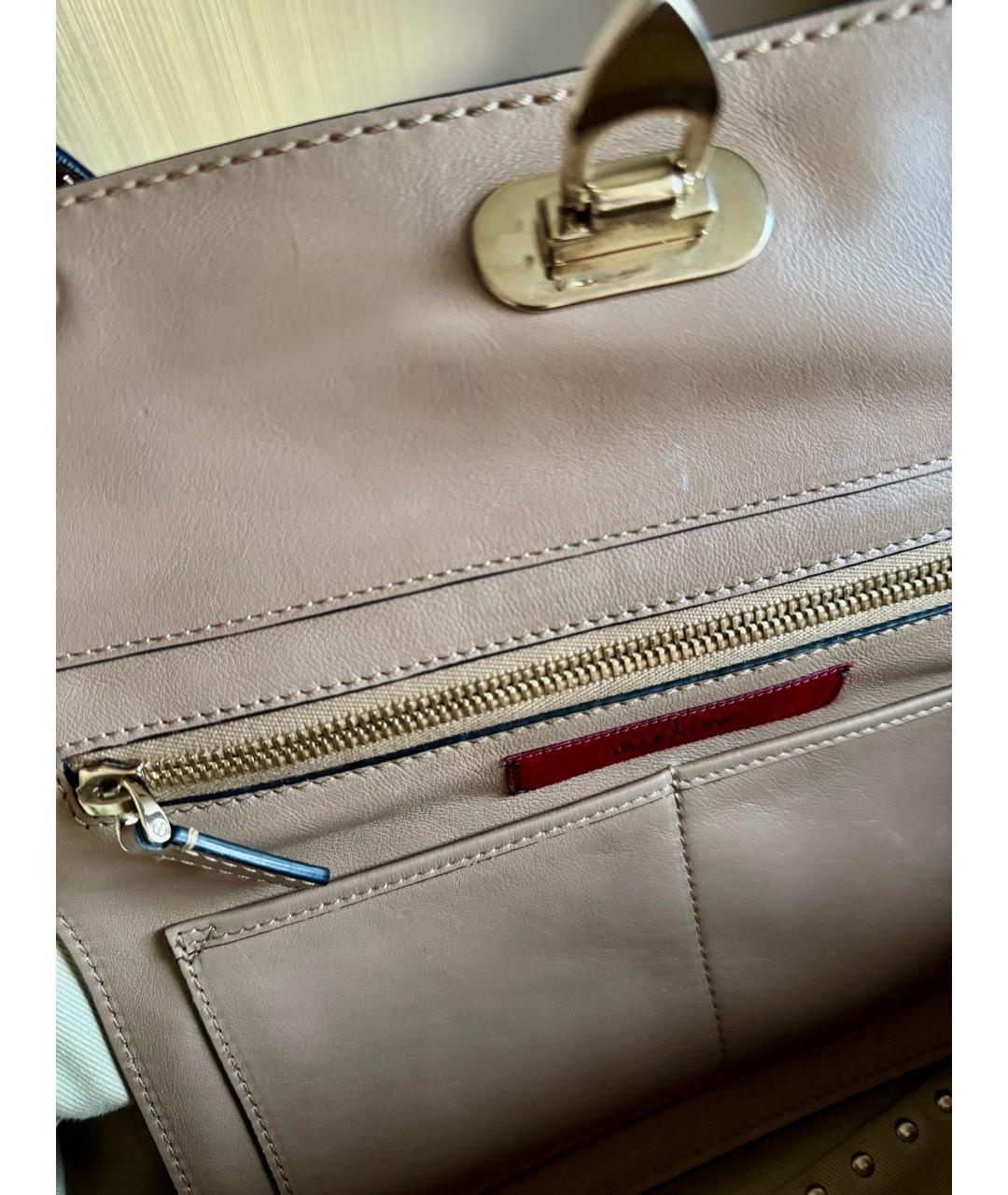 VALENTINO Бежевая кожаная сумка тоут, фото 4