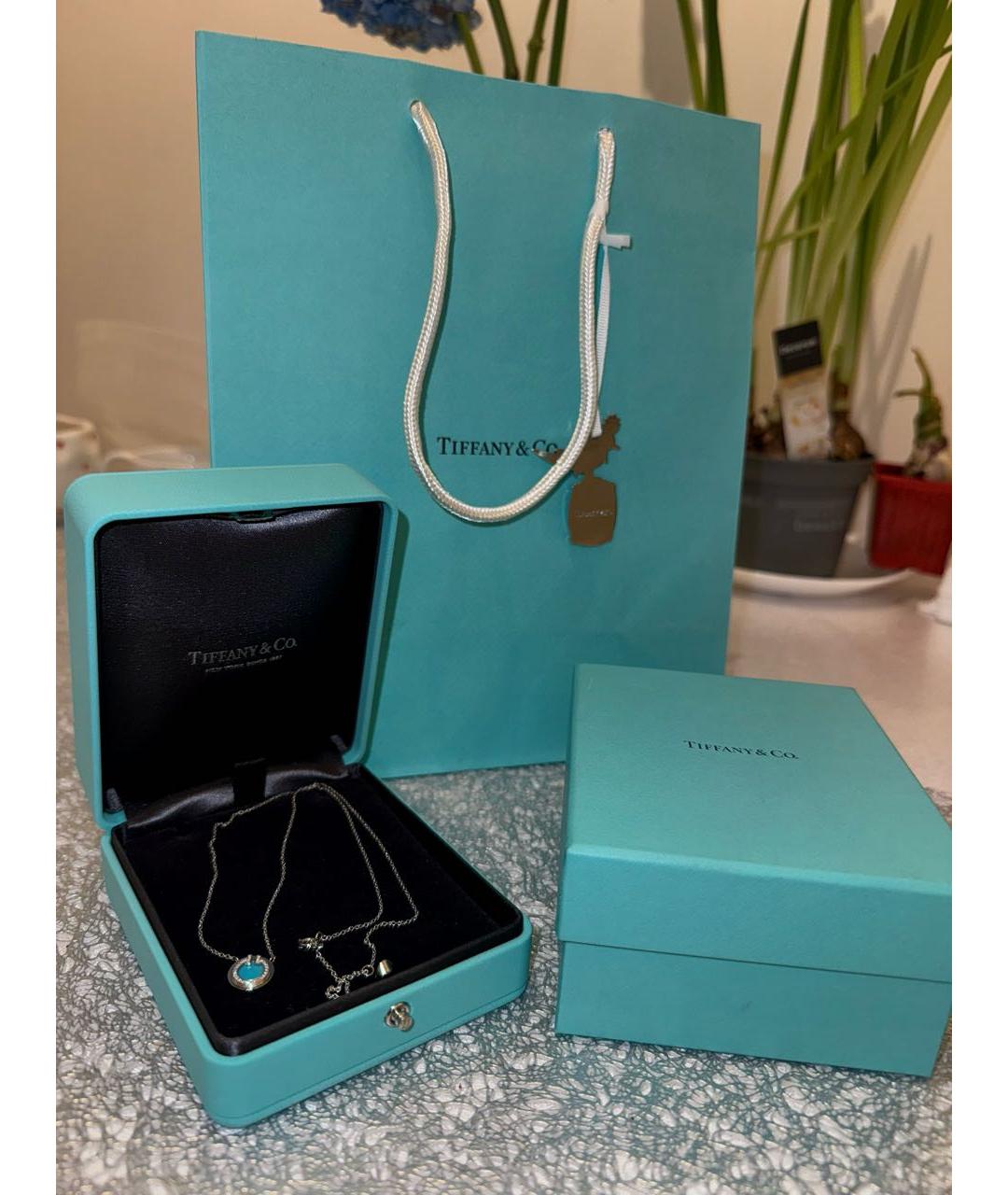 TIFFANY&CO Бирюзовая подвеска из белого золота, фото 4