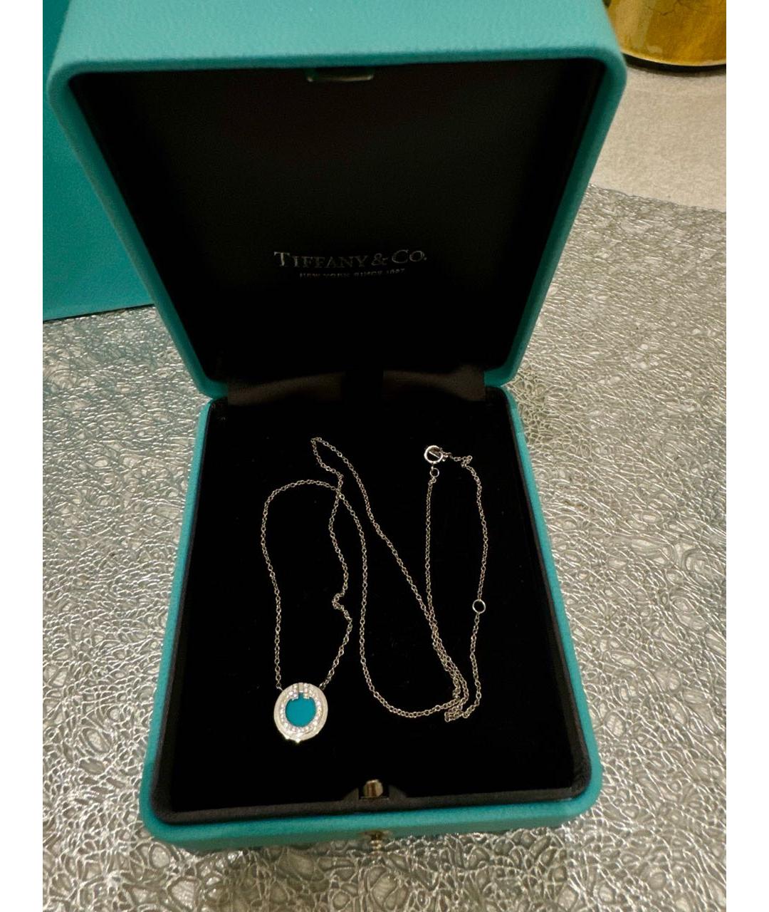 TIFFANY&CO Бирюзовая подвеска из белого золота, фото 2