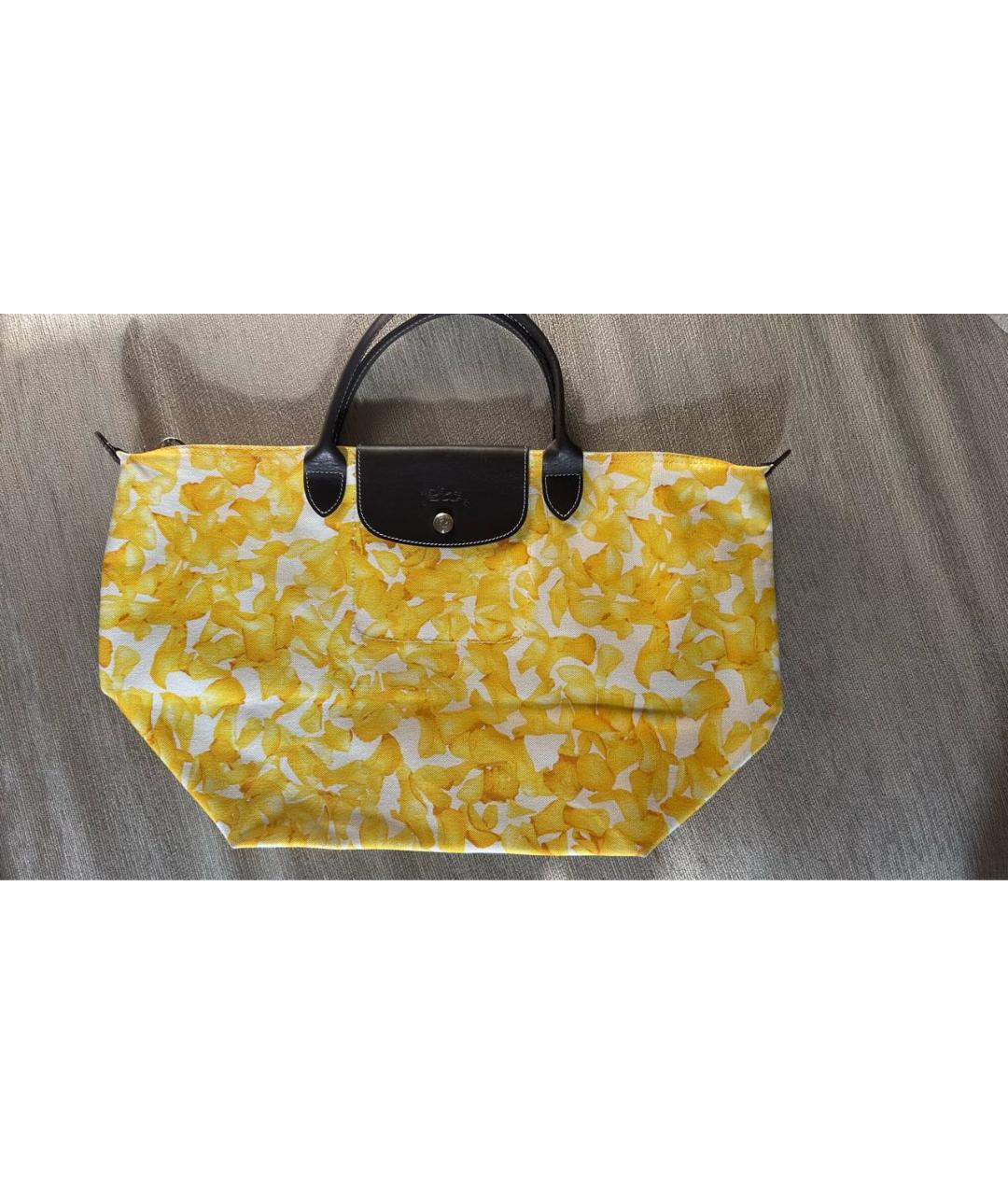 LONGCHAMP Желтая тканевая сумка с короткими ручками, фото 2