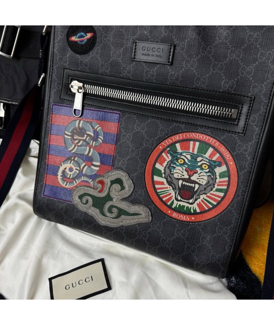 GUCCI Черная сумка на плечо из экзотической кожи, фото 2