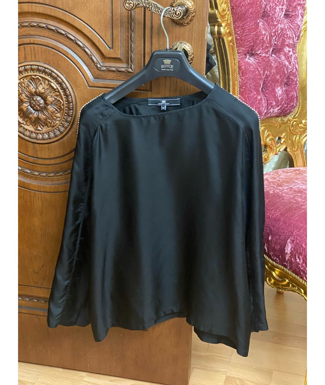 ELISABETTA FRANCHI Черная шелковая рубашка, фото 8