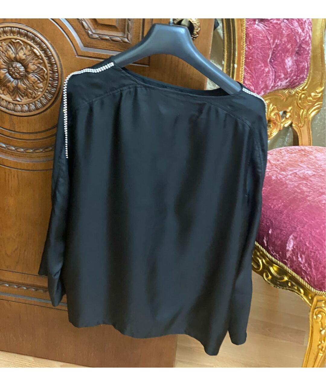 ELISABETTA FRANCHI Черная шелковая рубашка, фото 7
