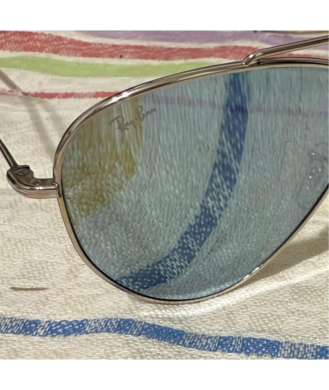 RAY BAN Серебряные металлические солнцезащитные очки, фото 2