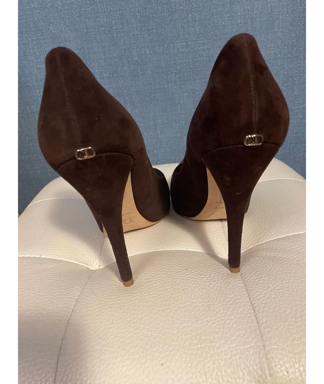 CHRISTIAN DIOR Коричневые замшевые туфли, фото 4