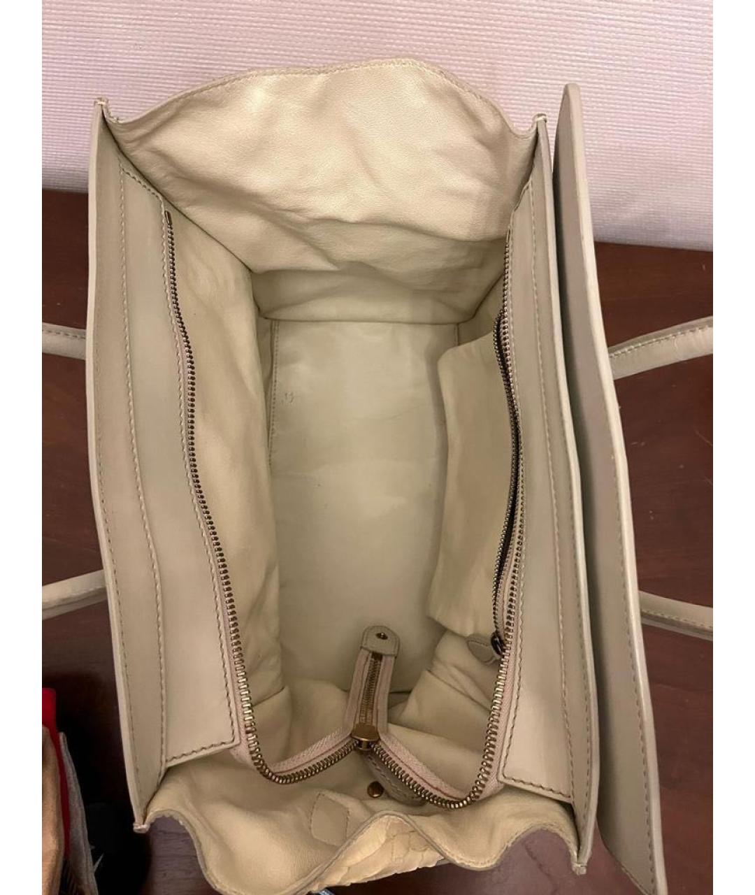 CELINE Бежевая сумка с короткими ручками из экзотической кожи, фото 3