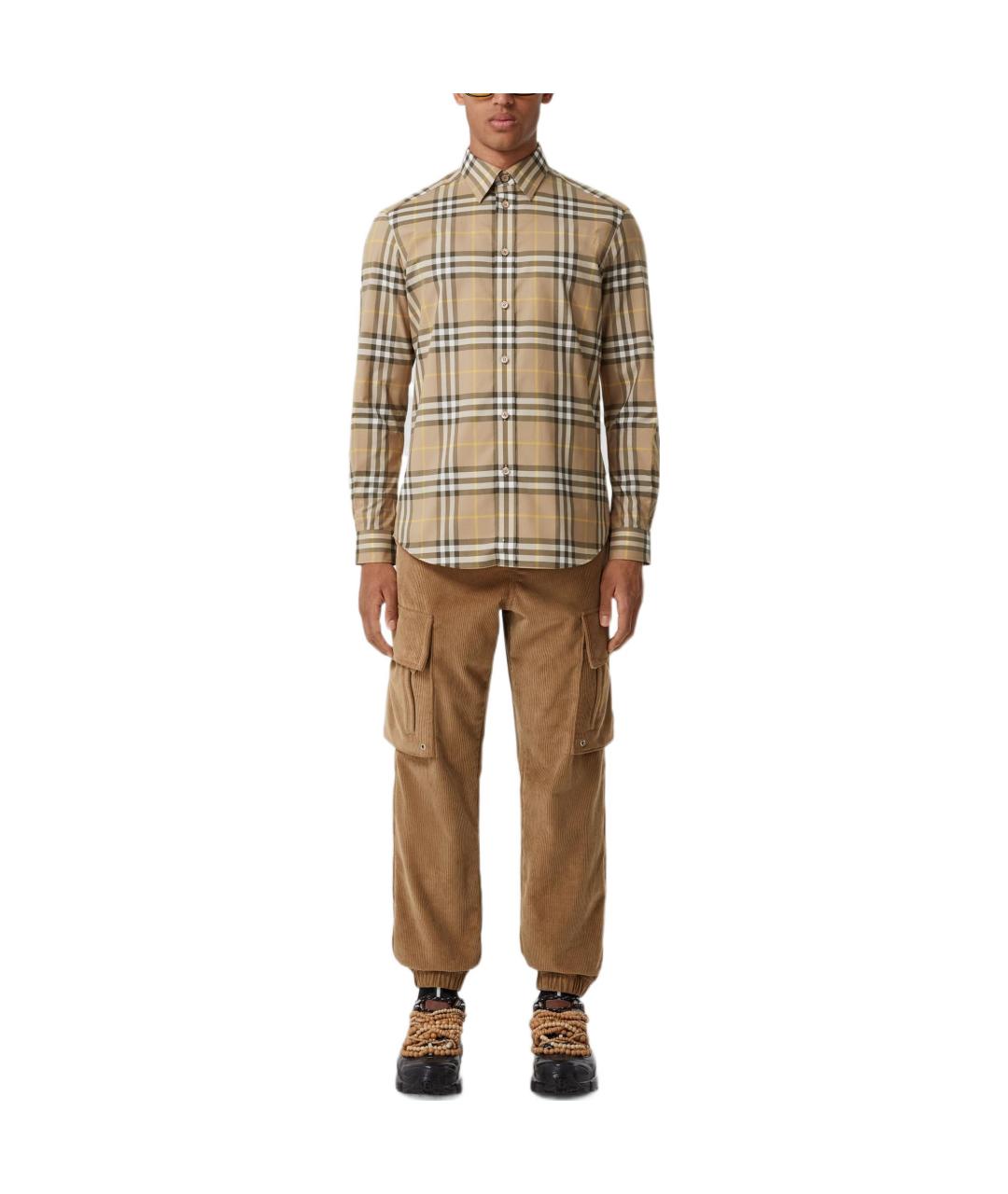 BURBERRY Бежевая хлопковая кэжуал рубашка, фото 2