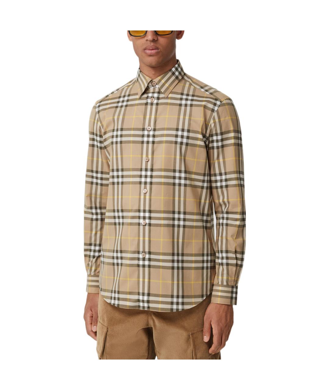 BURBERRY Бежевая хлопковая кэжуал рубашка, фото 4