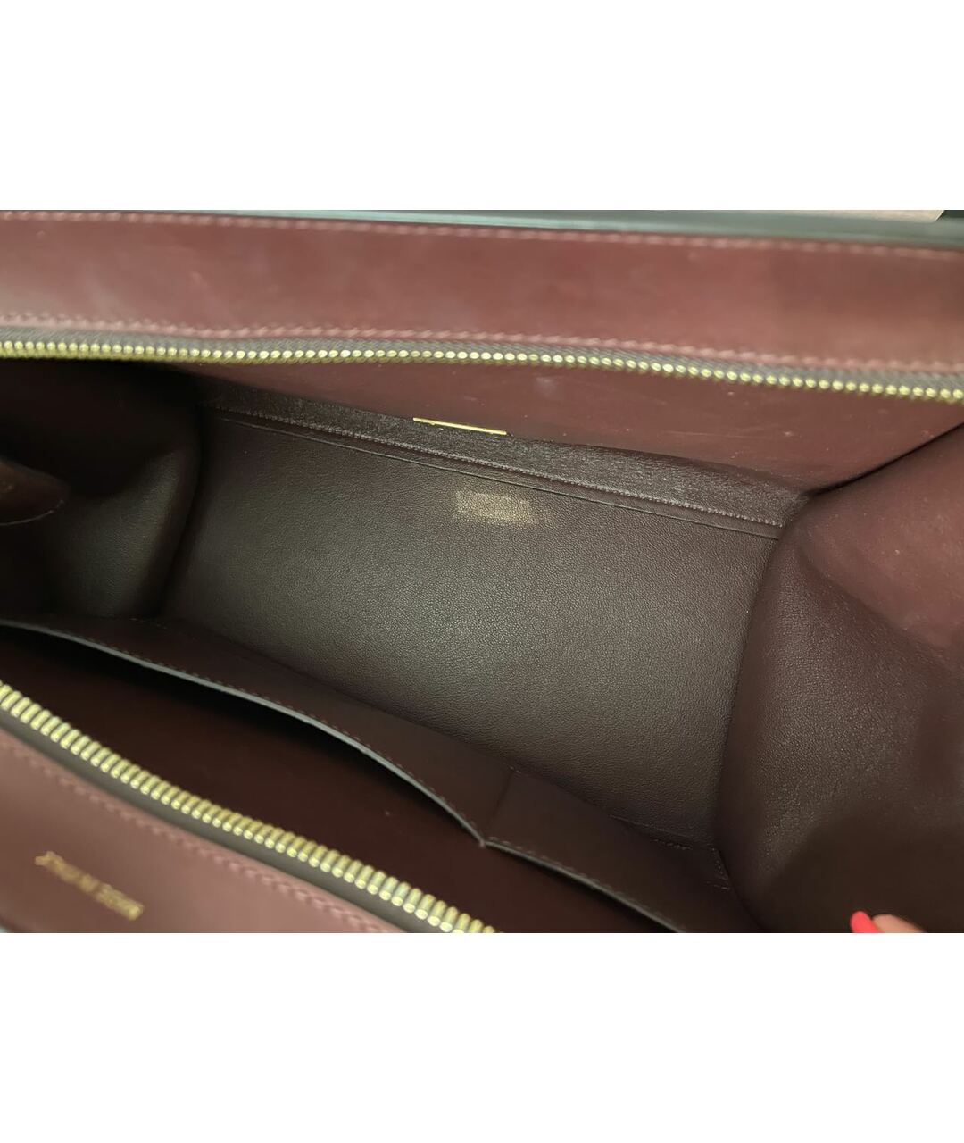 CELINE PRE-OWNED Бордовая кожаная сумка тоут, фото 5