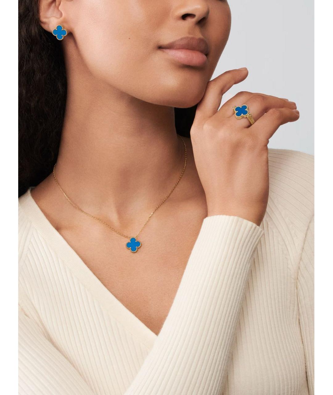 VAN CLEEF & ARPELS Синие серьги из желтого золота, фото 3