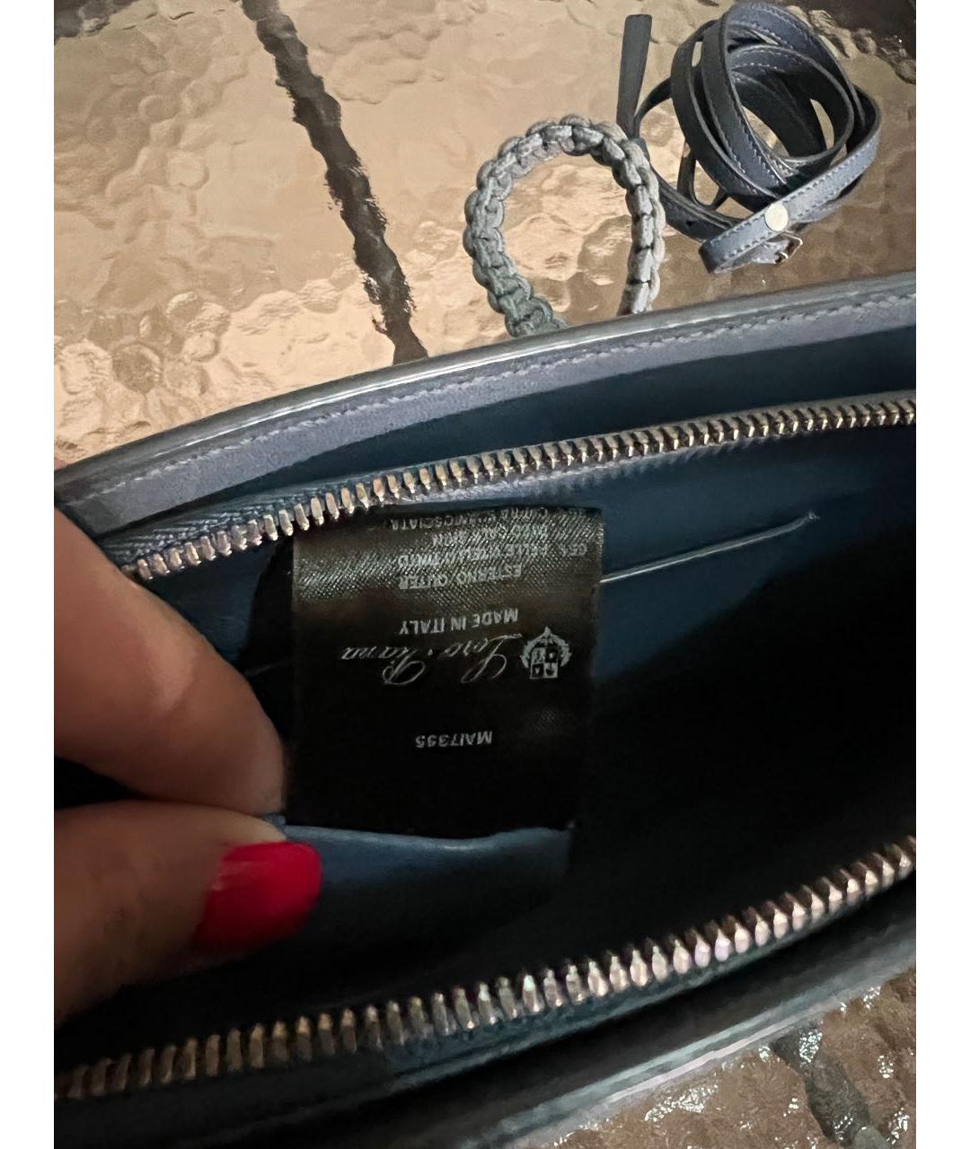 LORO PIANA Голубая кожаная сумка тоут, фото 6