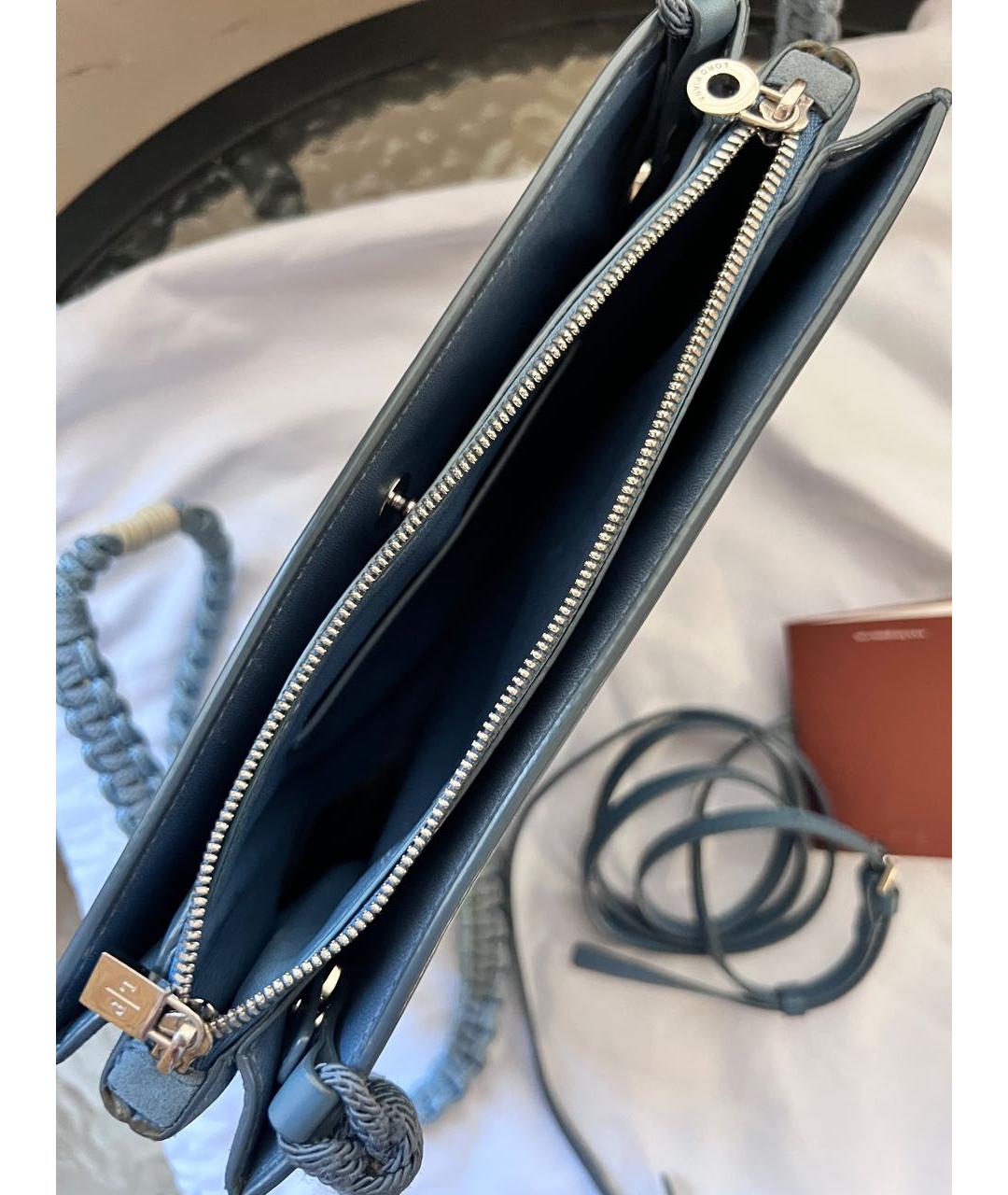 LORO PIANA Голубая кожаная сумка тоут, фото 4