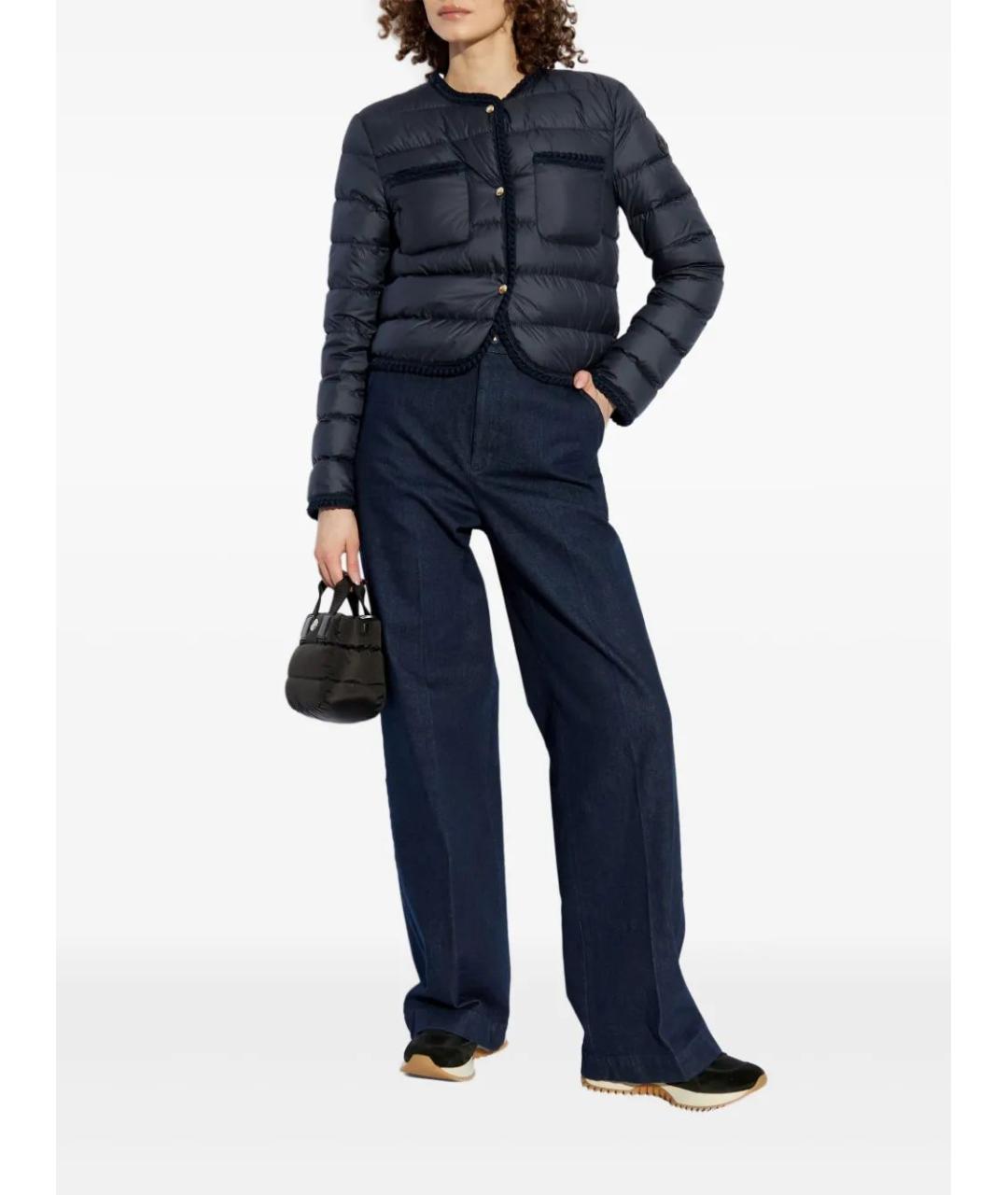 MONCLER Темно-синяя полиэстеровая куртка, фото 2