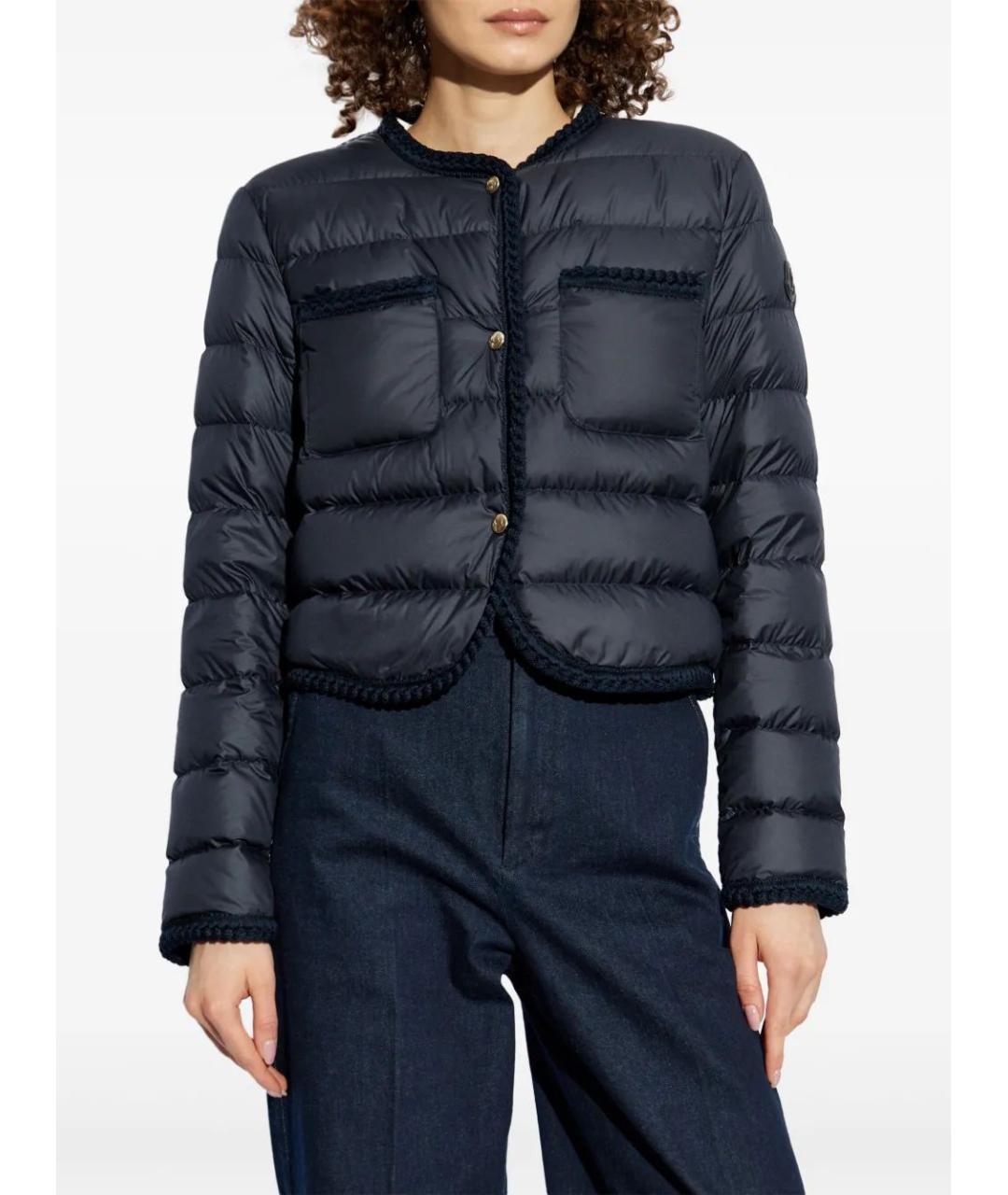 MONCLER Темно-синяя полиэстеровая куртка, фото 3