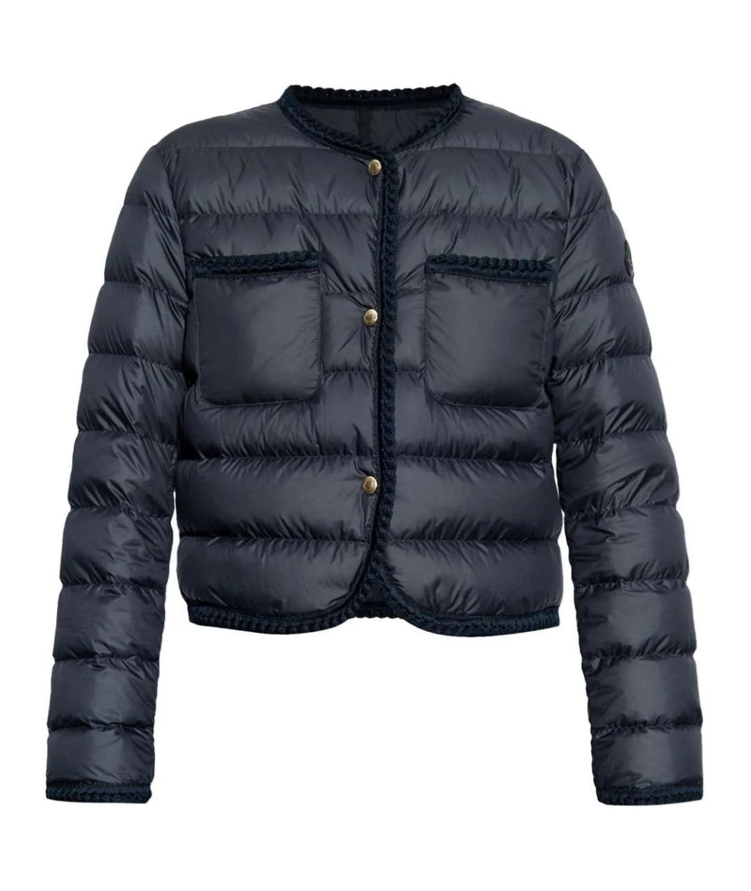 MONCLER Темно-синяя полиэстеровая куртка, фото 1