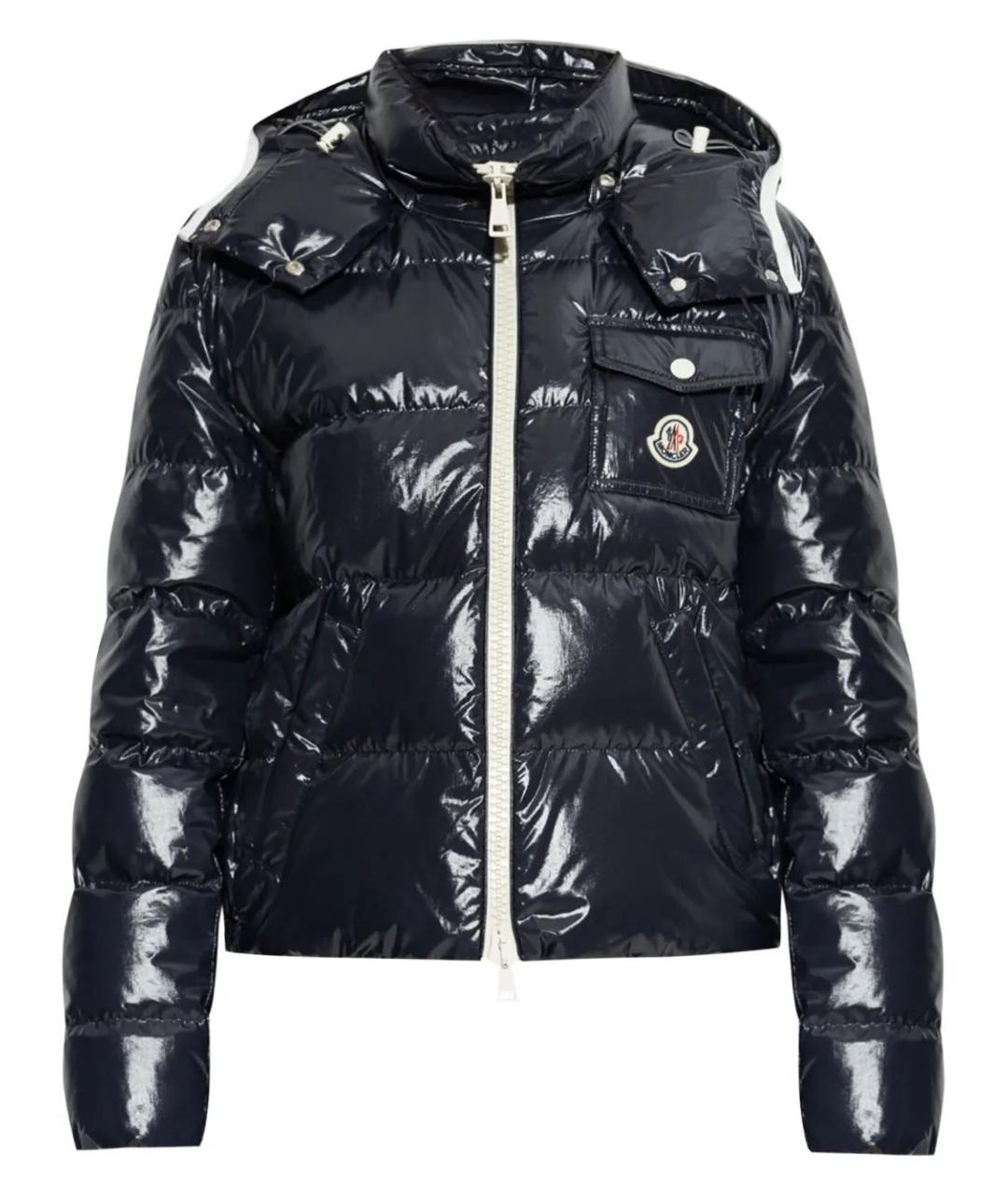 MONCLER Темно-синяя полиэстеровая куртка, фото 1