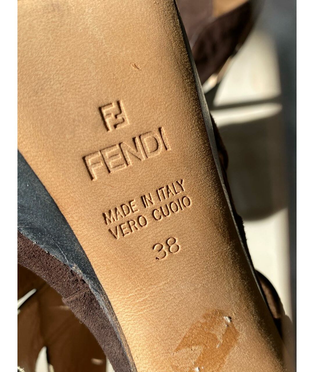FENDI Коричневые замшевые туфли, фото 8