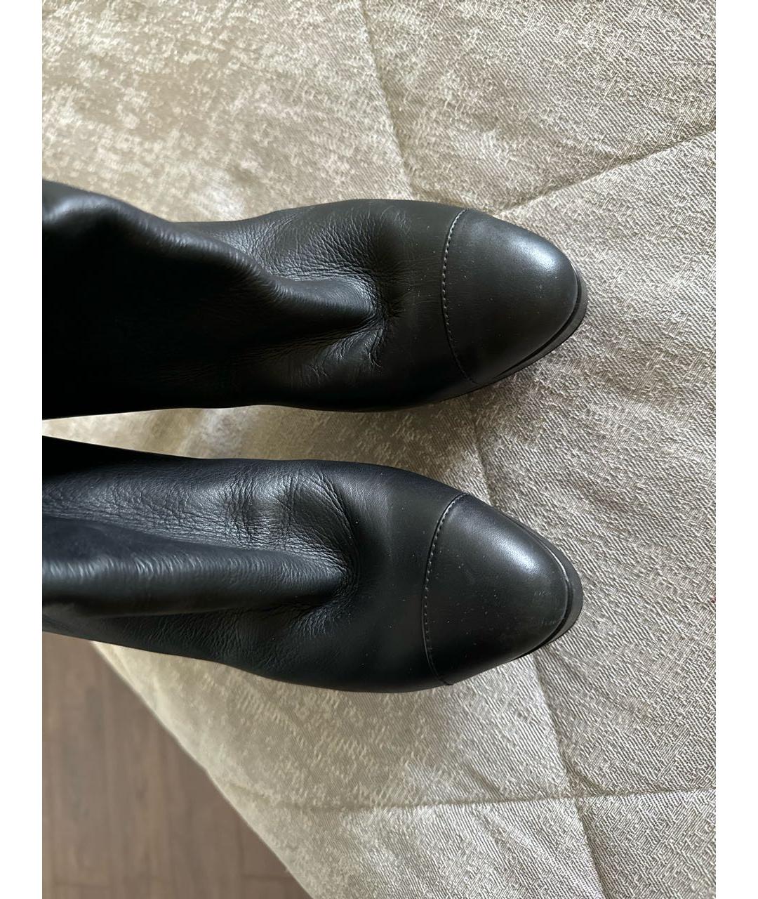 CHANEL Черные кожаные сапоги, фото 3