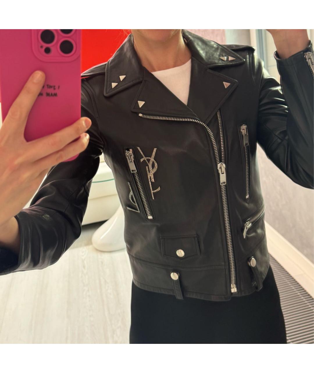 SAINT LAURENT Черная кожаная куртка, фото 4