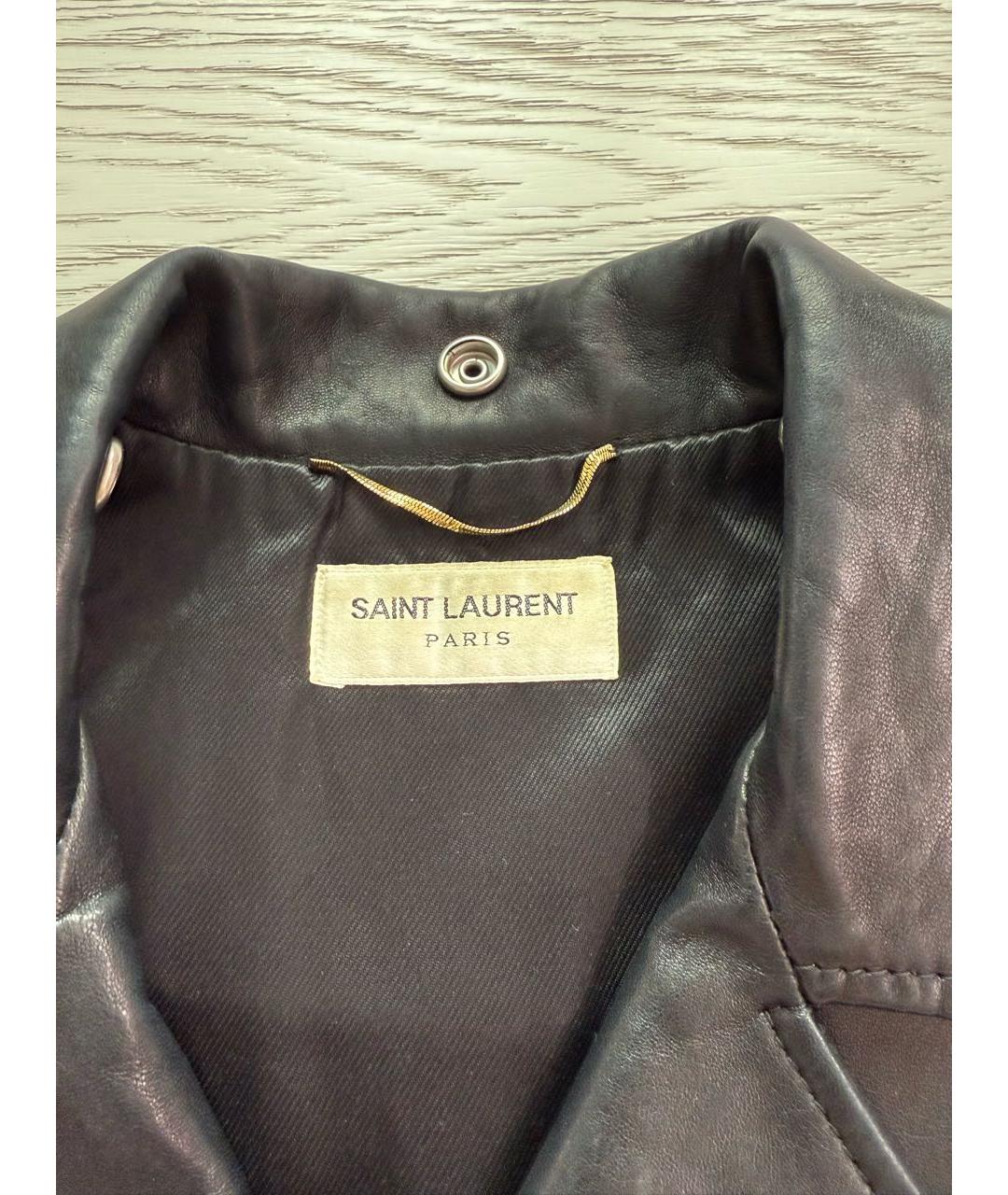 SAINT LAURENT Черная кожаная куртка, фото 3