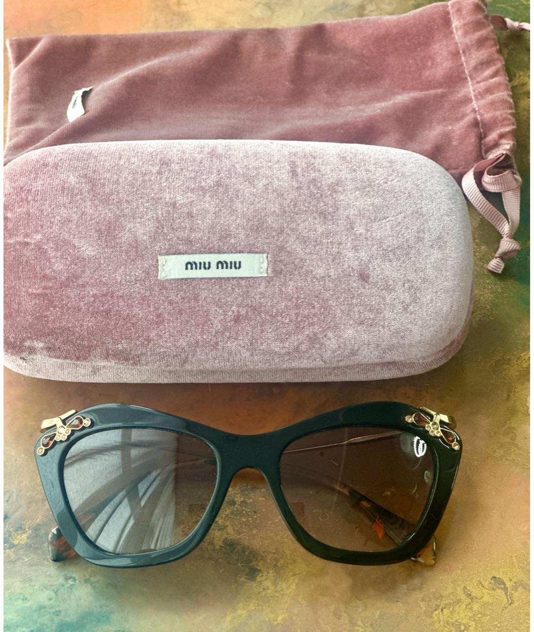 MIU MIU Черные пластиковые солнцезащитные очки, фото 4