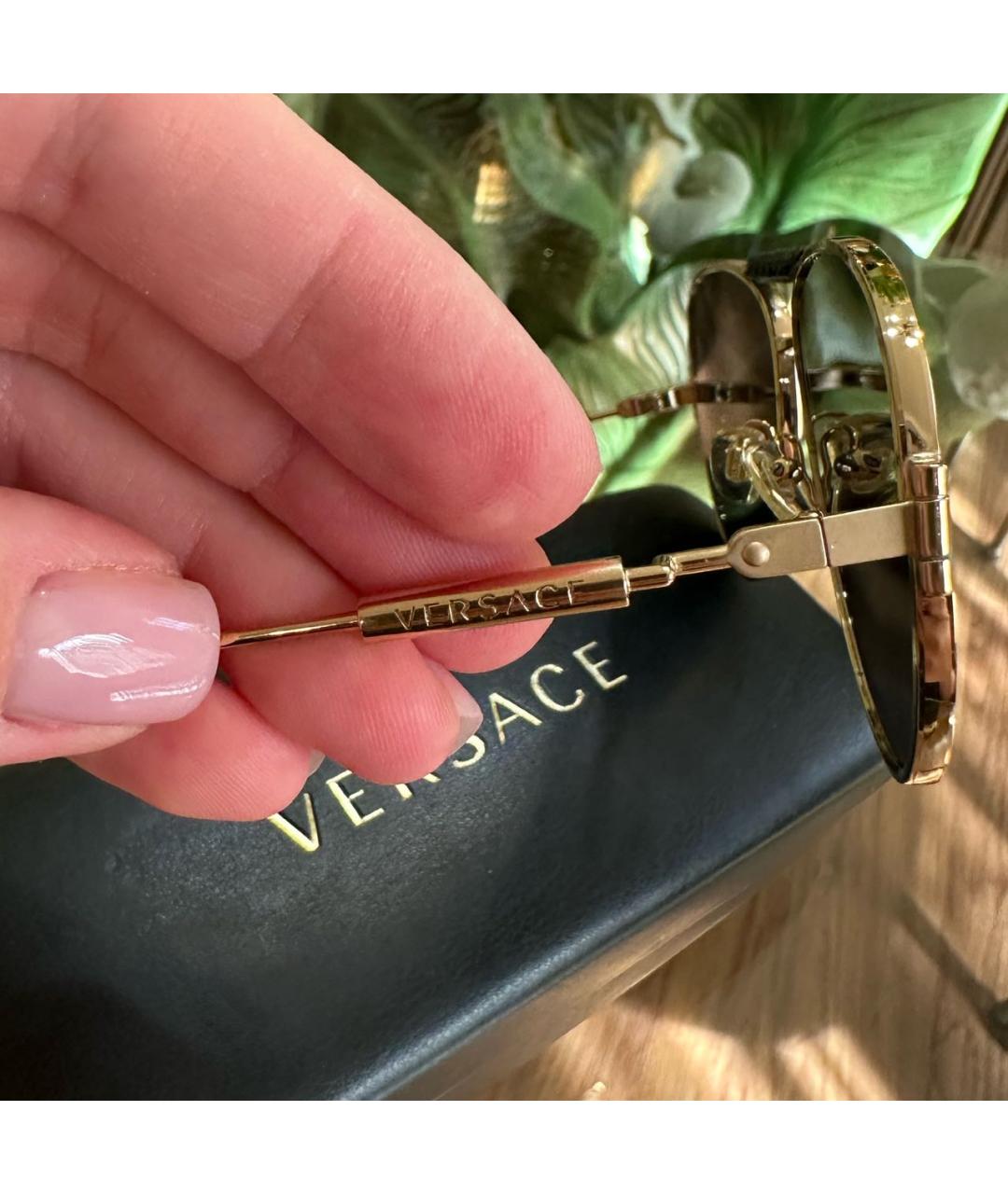 VERSACE Коричневые металлические солнцезащитные очки, фото 3
