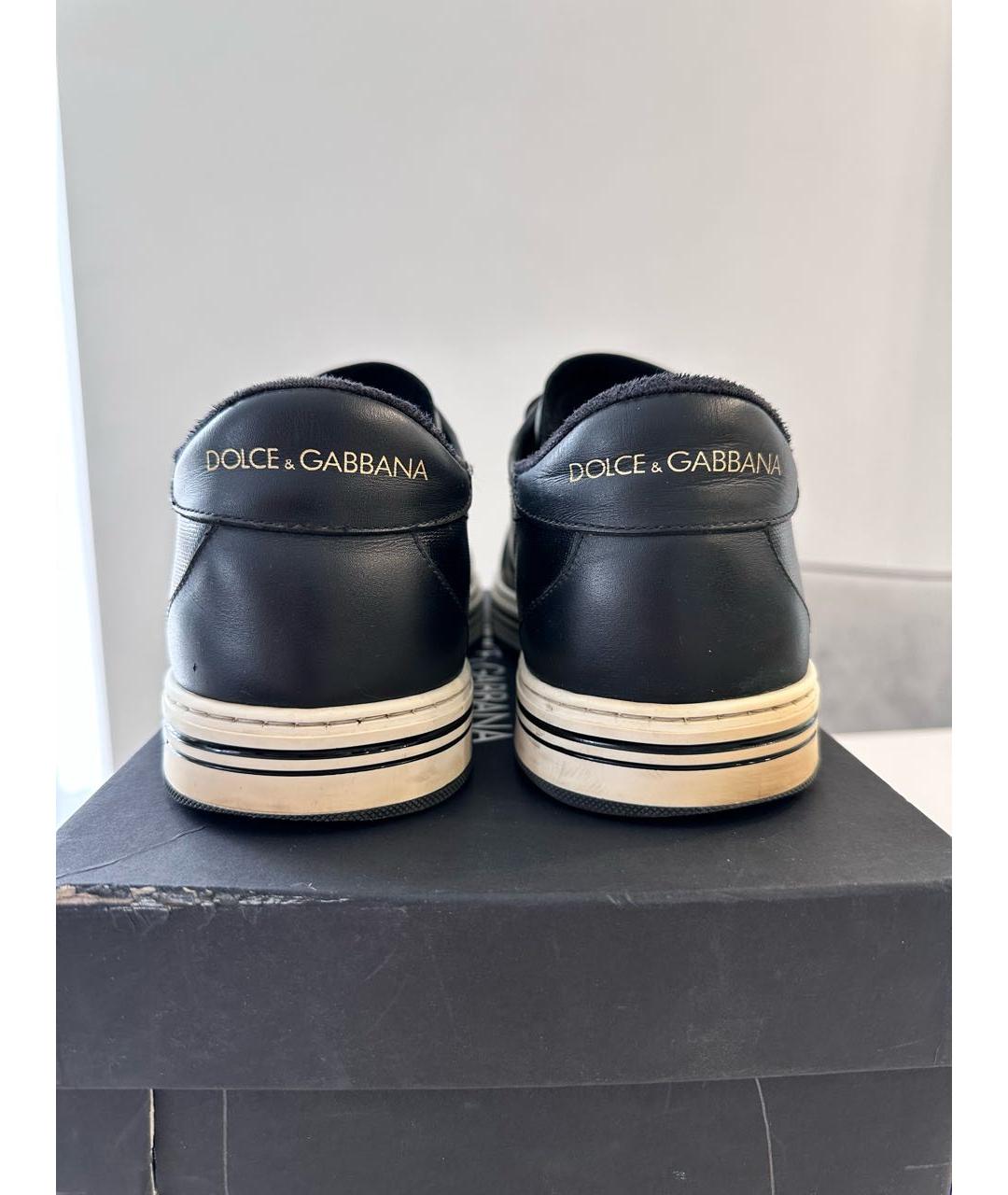 DOLCE&GABBANA Черные кожаные низкие кроссовки / кеды, фото 4
