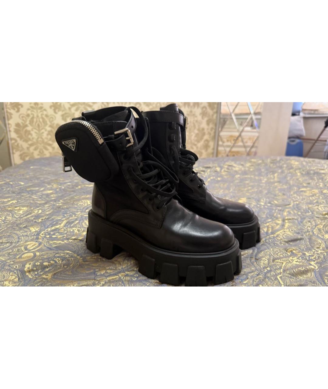 PRADA Черные кожаные ботинки, фото 5
