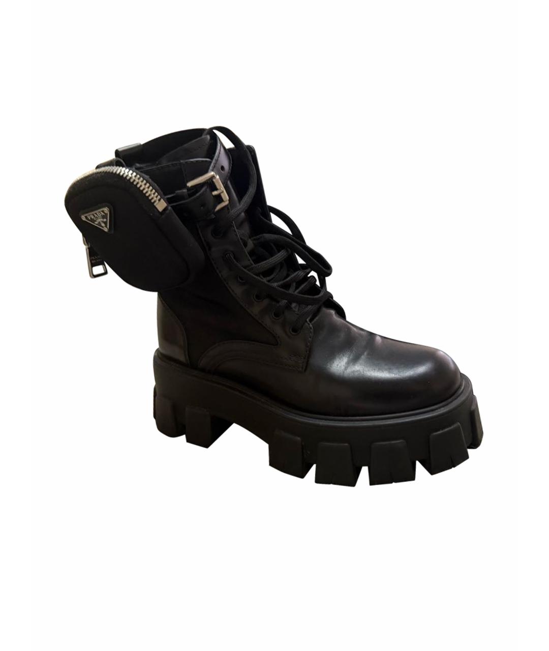 PRADA Черные кожаные ботинки, фото 1