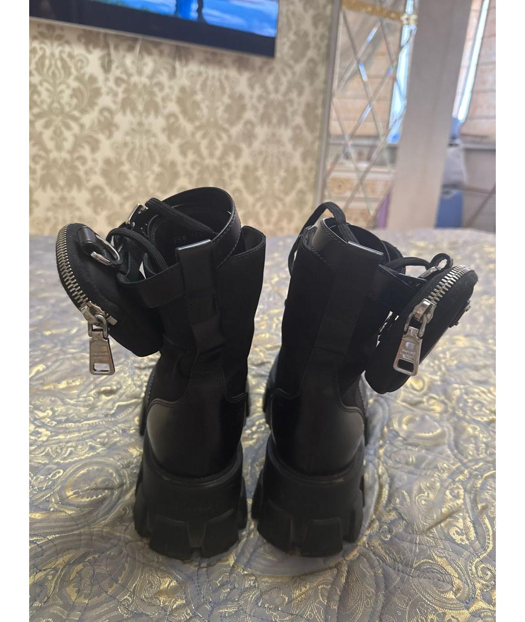 PRADA Черные кожаные ботинки, фото 4