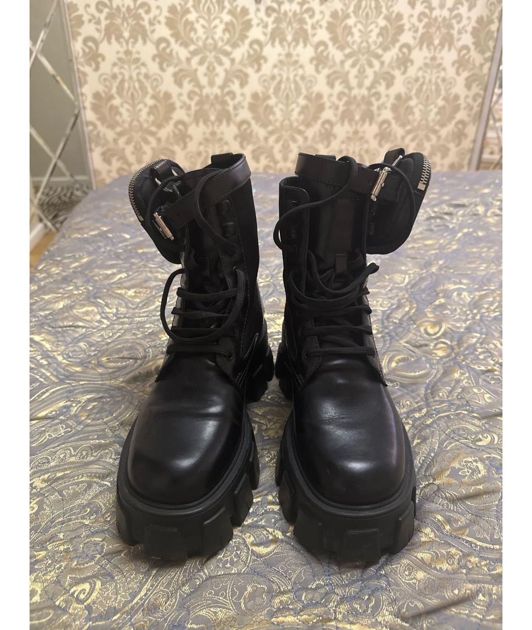 PRADA Черные кожаные ботинки, фото 2