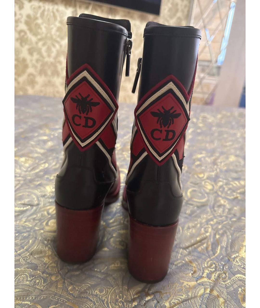 CHRISTIAN DIOR Черные кожаные сапоги, фото 4