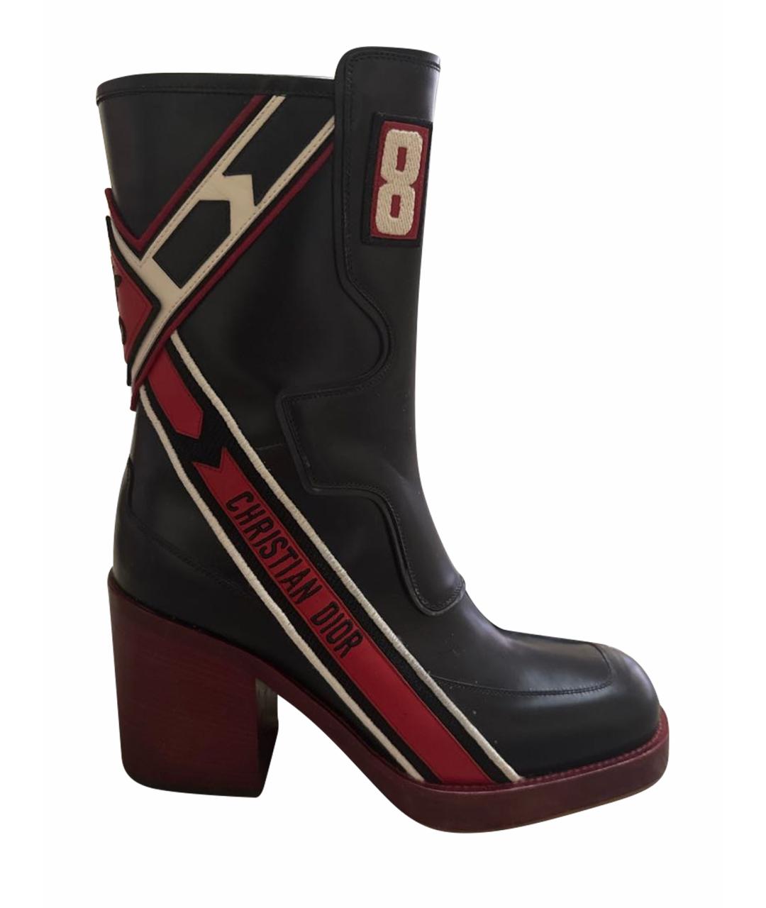 CHRISTIAN DIOR Черные кожаные сапоги, фото 1